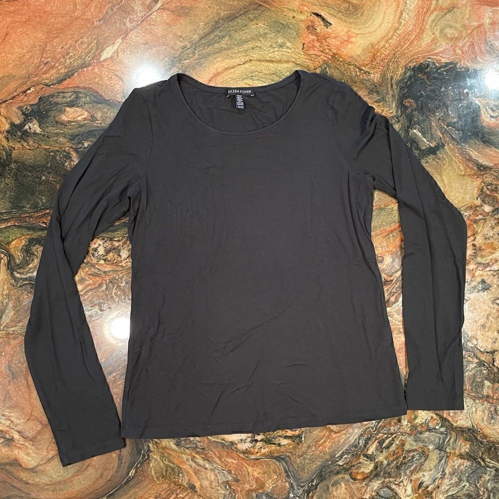 Eileen Fisher XS black long sleeve top viscose